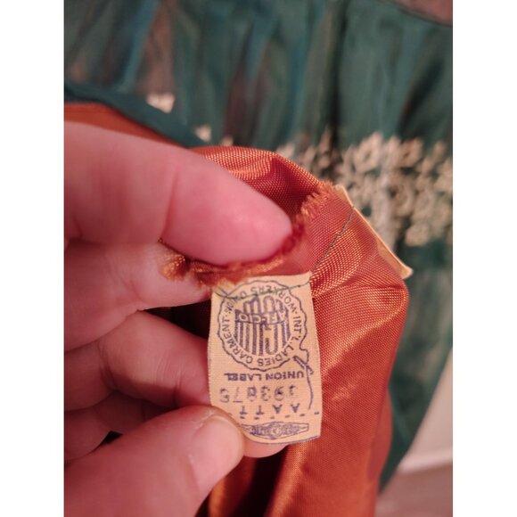 Vintage AFL CIO Union Made 1950's Dress, Green Orange, Small Sleeveless READ - Picture 11 of 13